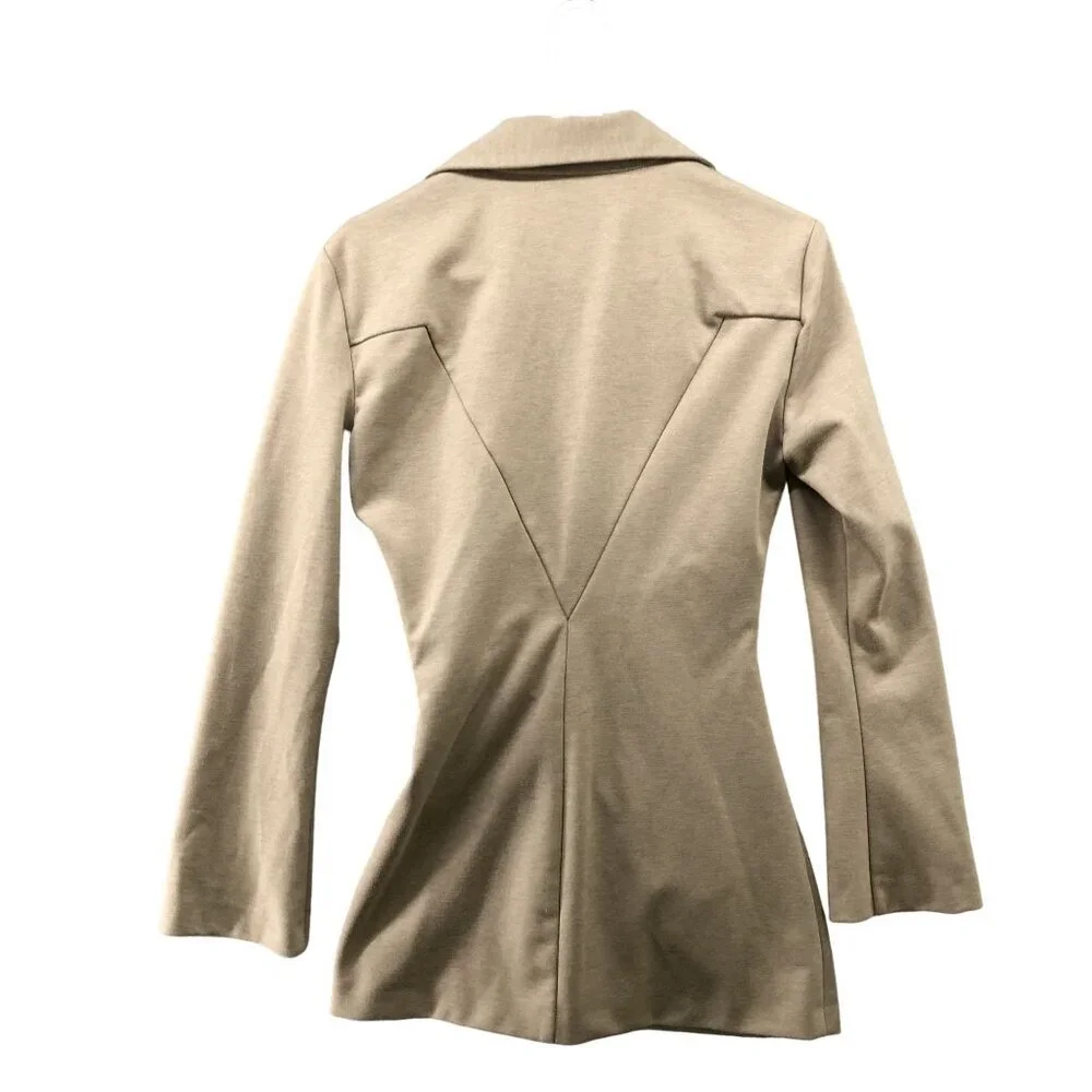 Zara Pleated‎ Shirt Mid Camel Longline Womens S Suit Career Workwear Thick